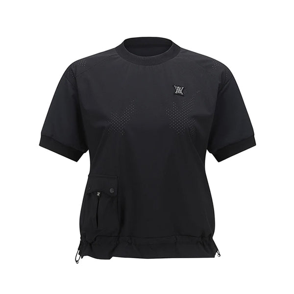 ANEW GOLF WOMEN WOOVEN BLOCK MOCK NECK T-SHIRT