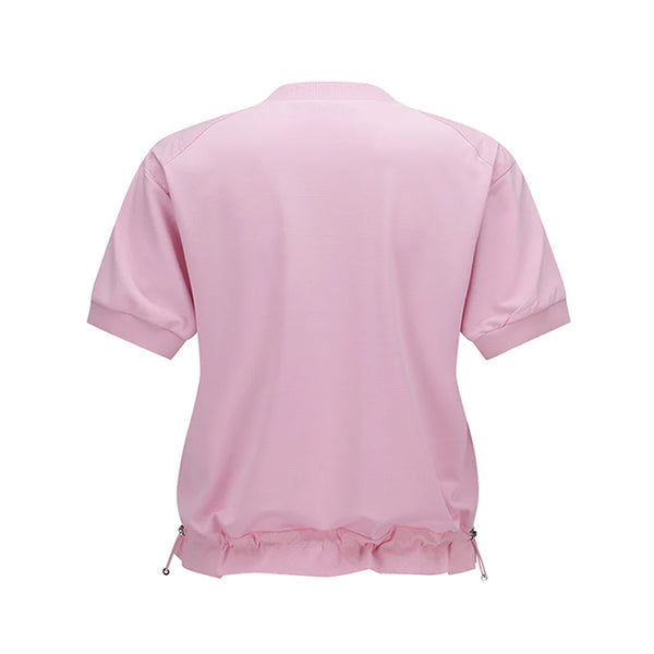 ANEW GOLF WOMEN WOOVEN BLOCK MOCK NECK T-SHIRT