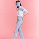 AOW WOMEN BUTTON BOOTCUT PANTS