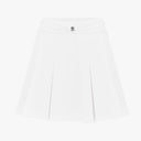 Fairliar Women Front Ribbon Belt Wide Pleated Skirt