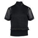 Fairliar Women Mesh Crop Short Sleeve and Sleeveless Set