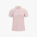 Fairliar Women Petit Collar Logo Jacquard T-Shirt