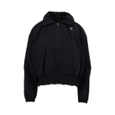 Fairliar Women Ruffle Hem Zip-Up Jumper