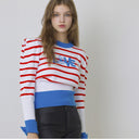 Kandini Striped Knit With Puff Sleeve