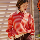 Kandini Women Ribbed Stripe Polo Top