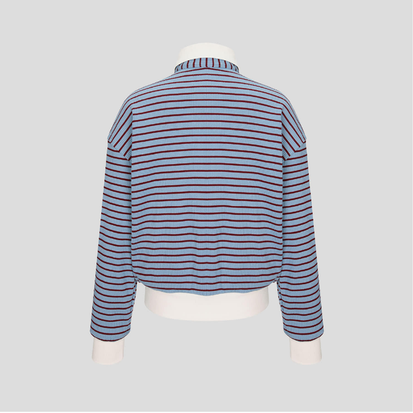 Kandini Women Ribbed Stripe Polo Top