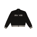Piv'vee Women Logo Jacquard Knit Zip-Up Cardigan