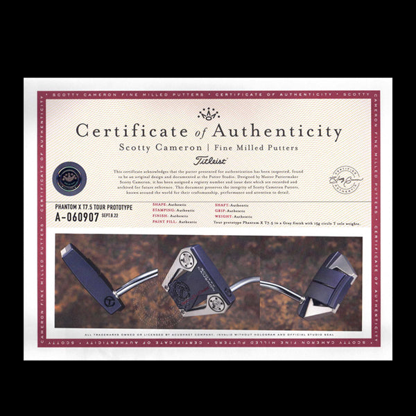 Scotty -Cameron- Tour- Prototype- Phantom- X T7.5- In- Gray- 15g- Circle -T -Putter (7467873075390)