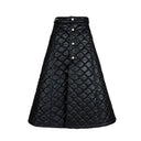 Kandini Eco-leather Quilting Padded Long(Wrap) Skirt