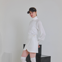 AOW Women Pleats Sleeves Pullover T/SH