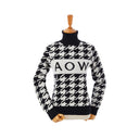 AOW WOMEN HOUNDTOOTH CASHMERE PULLOVER