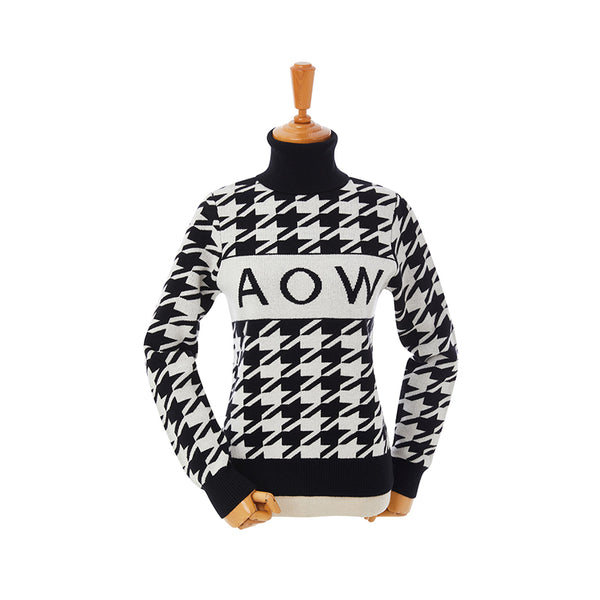 AOW 2024FW WOMEN HOUNDTOOTH CASHMERE PULLOVER