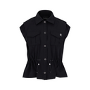 Fairliar Women Pocket Collar Waist Band Vest
