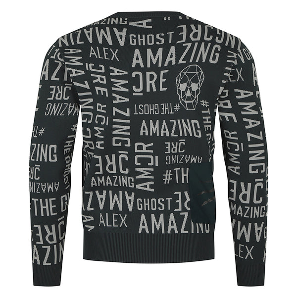 AMAZINGCRE MEN AERO FIT WORDING ROUND NECK SWEATER