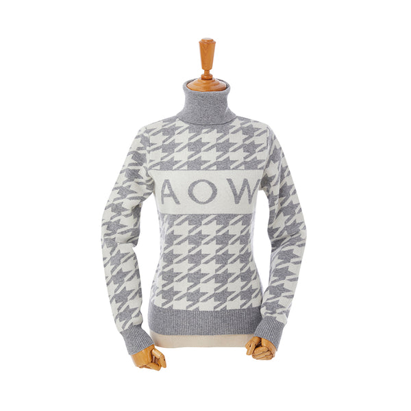 AOW 2024FW WOMEN HOUNDTOOTH CASHMERE PULLOVER
