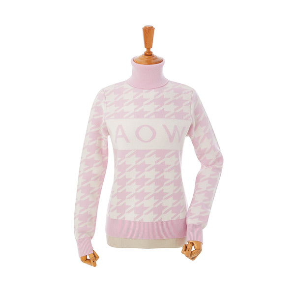 AOW 2024FW WOMEN HOUNDTOOTH CASHMERE PULLOVER