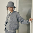 AOW WOMEN HOUNDTOOTH QUILTING JUMPER