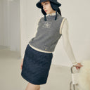 AOW WOMEN HOUNDTOOTH QUILTING SKIRT