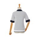 AOW WOMEN STRIPE SQUARE COLLAR KNIT