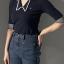 AOW WOMEN'S EMBROIDERED BOOTCUT DENIM PANTS