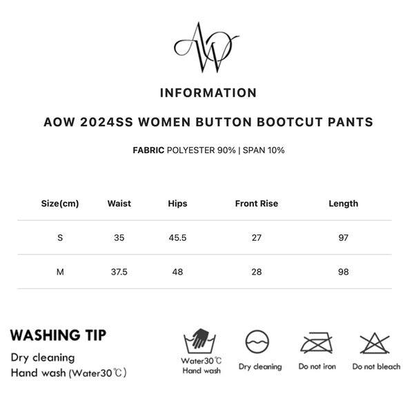 AOW 2024SS WOMEN BUTTON BOOTCUT PANTS