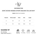 AOW WOMEN STRIPE SQUARE COLLAR KNIT