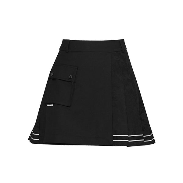 CHUCUCHU Women Camo Half Pleated Skirt