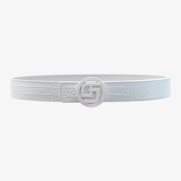GFJ MEN CLASSIC CROCO BELT WHITE