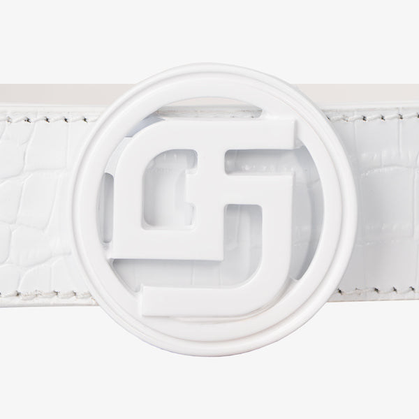 GFJ MEN CLASSIC CROCO BELT WHITE