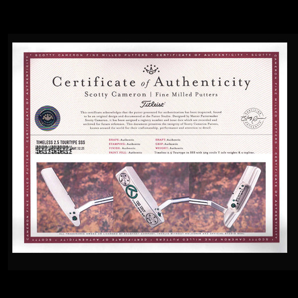 Scotty Cameron Tour Only Timeless 2.5 Tourtype SSS Putter