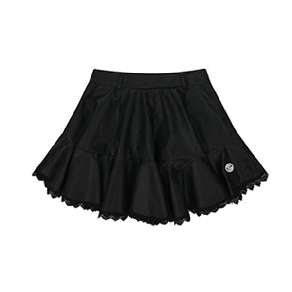 Chucuchu 2024FW Leather Flared Skirt