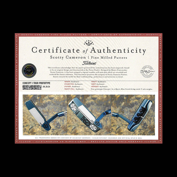 Scotty Cameron Tour Prototype Concept 1 Mystic Blue GSS Insert