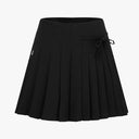 Fairliar Women Asymmetrical Ribbon Pleated Skirt