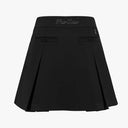 Fairliar Women Front Ribbon Belt Wide Pleated Skirt