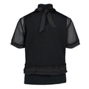 Fairliar Women Mesh Crop Short Sleeve and Sleeveless Set