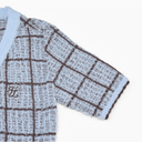 Fairliar Women Check Short Sleeve Cardigan