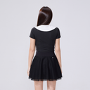Fairliar Women Mesh Double Flare Skirt