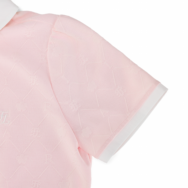 Fairliar Women Petit Collar Logo Jacquard T-Shirt