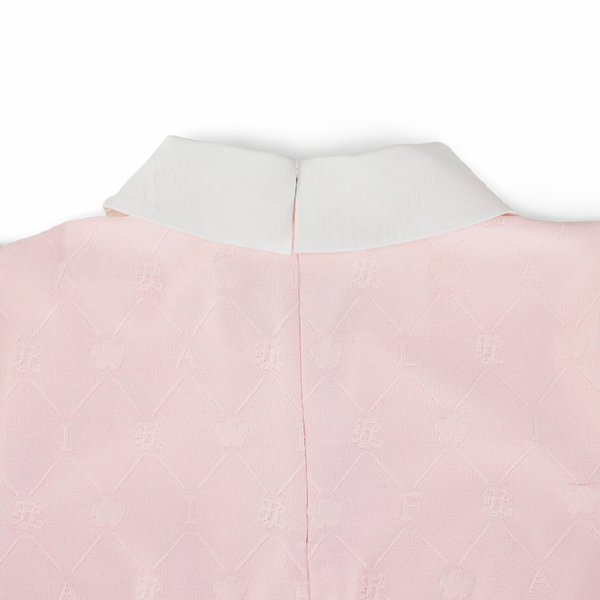 Fairliar Women Petit Collar Logo Jacquard T-Shirt