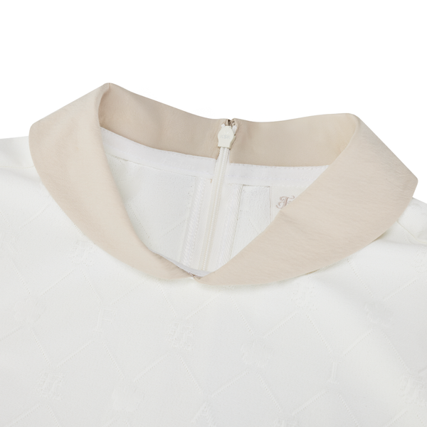 Fairliar Women Petit Collar Logo Jacquard T-Shirt