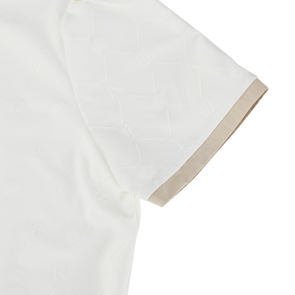 Fairliar Women Petit Collar Logo Jacquard T-Shirt