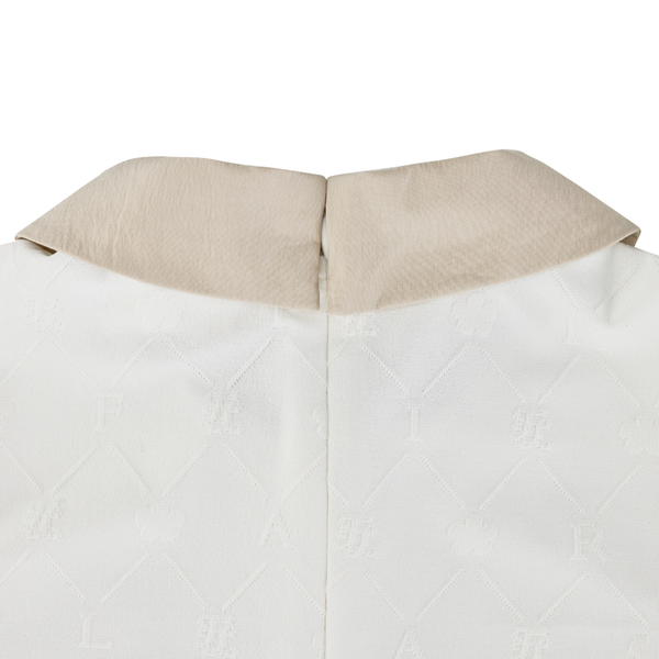 Fairliar Women Petit Collar Logo Jacquard T-Shirt