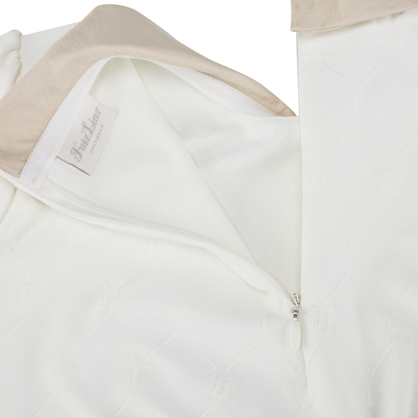 Fairliar Women Petit Collar Logo Jacquard T-Shirt