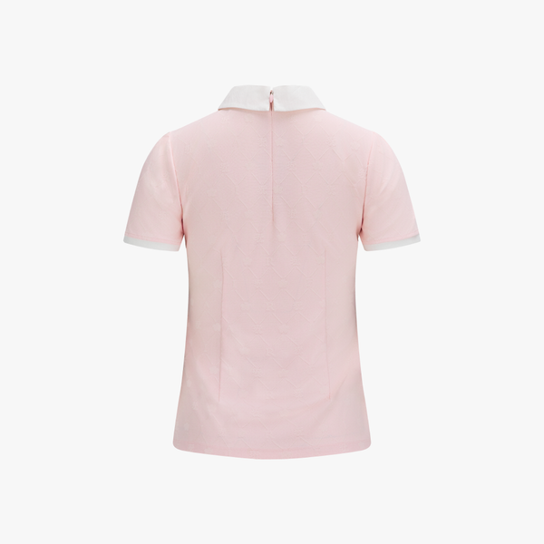 Fairliar Women Petit Collar Logo Jacquard T-Shirt