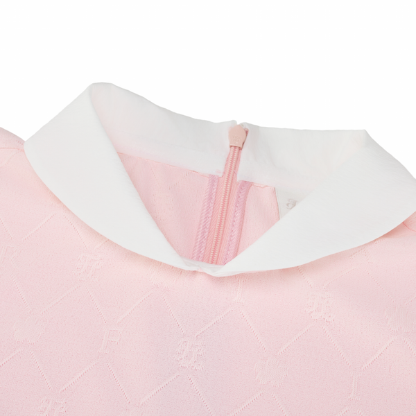 Fairliar Women Petit Collar Logo Jacquard T-Shirt