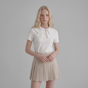 Fairliar Women Mesh Double Collar T-Shirt