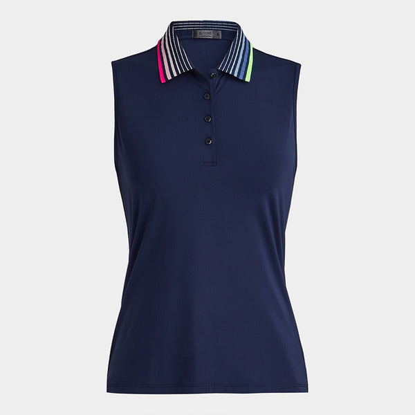 gfore-2023-womens-pleated-contrast-collar-silky-tech-nylon-sleeveless-polo