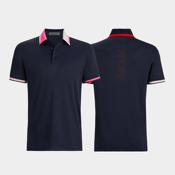 G/FORE 2024FW MEN SILKY PIQUE CONTRAST BANDED SLEEVE POLO