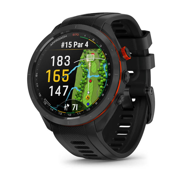 Garmin Approach S70 Black Ceramic Bezel with Black Silicone Band