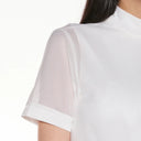 Fairliar Women Mesh Crop Short Sleeve and Sleeveless Set